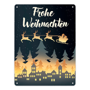 Frohe Weihnachten Skyline Metallschild