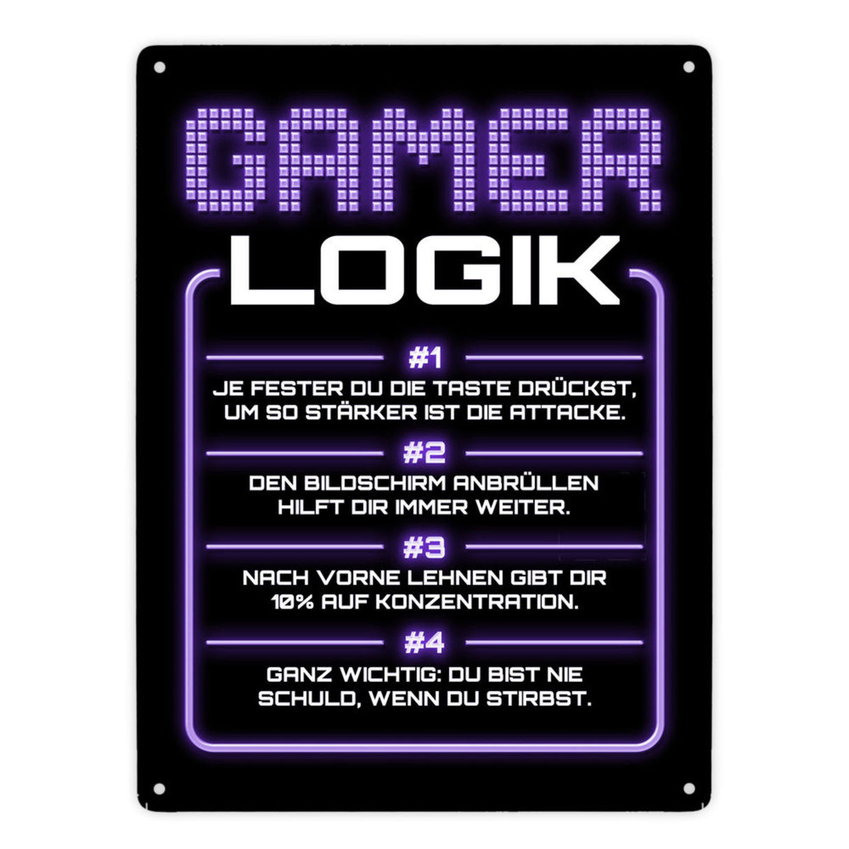 Gamer Logik Metallschild