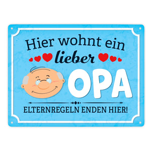 Hier wohnt ein lieber Opa Metallschild