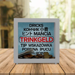 Trinkgeld in verschiedenen Sprachen Spardose