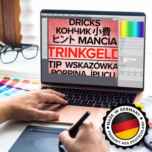 Trinkgeld in verschiedenen Sprachen Spardose