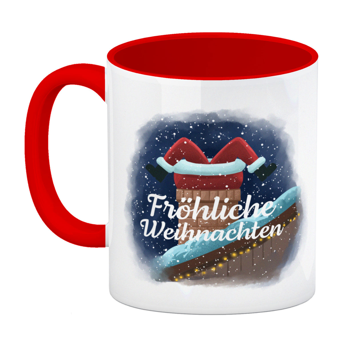 Fröhliche Weihnachten Weihnachtsmann im Kamin Kaffeebecher