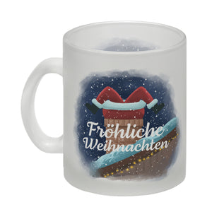 Fröhliche Weihnachten Weihnachtsmann im Kamin Kaffeebecher