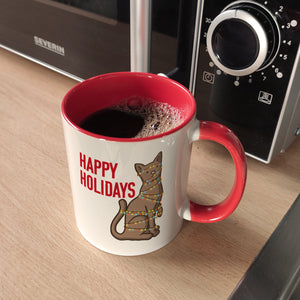 Happy Holidays Weihnachtskatze Kaffeebecher