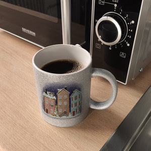 Winterlandschaft Kleinstadt Kaffeebecher