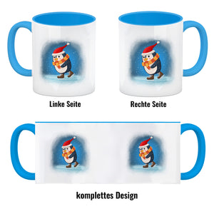 Pinguin mit Weihnachtsmütze und Schlittschuhen Kaffeebecher