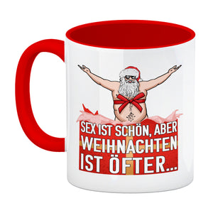 Sex ist schön aber Weihnachten ist öfter Kaffeebecher mit Weihnachtsmann