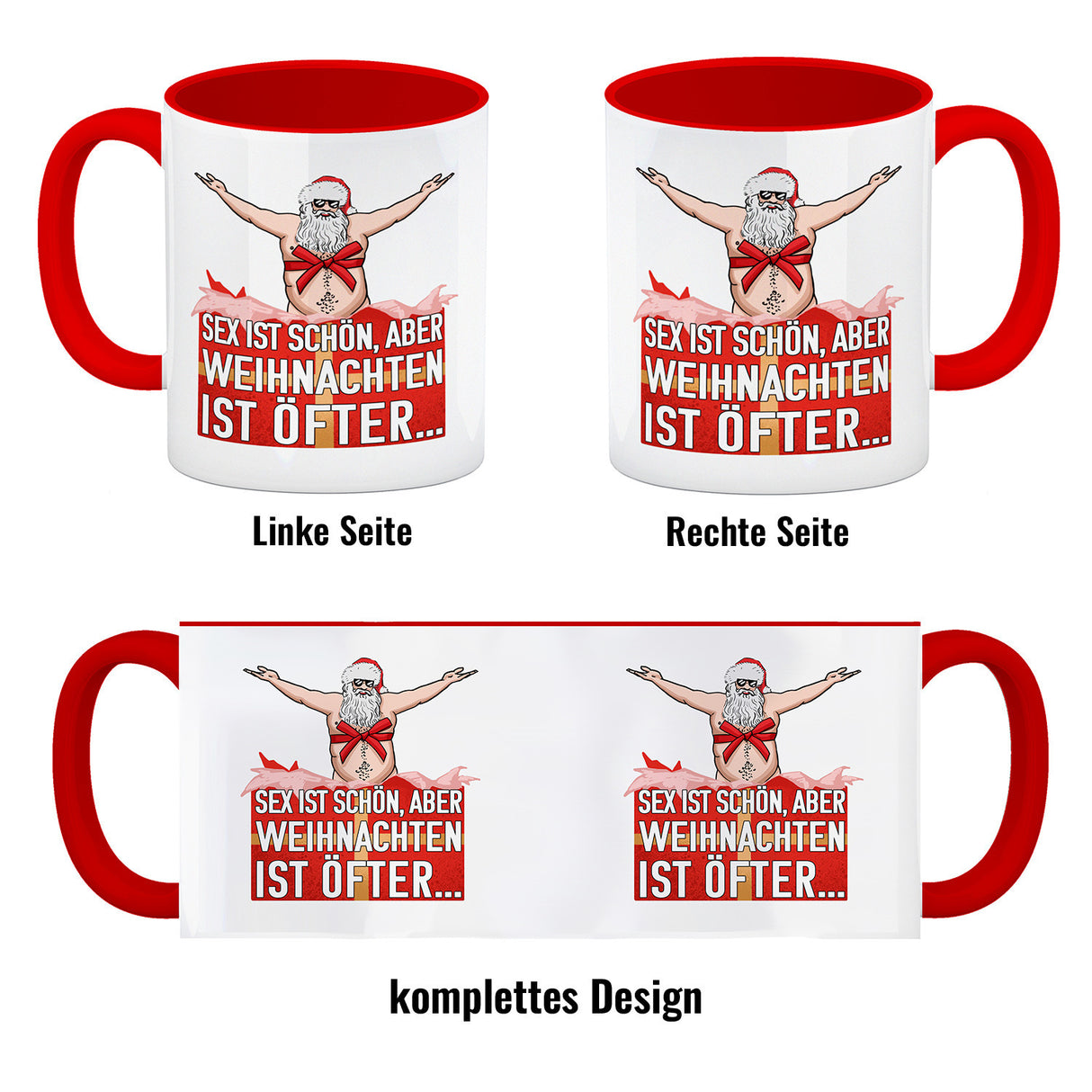 Sex ist schön aber Weihnachten ist öfter Kaffeebecher mit Weihnachtsmann