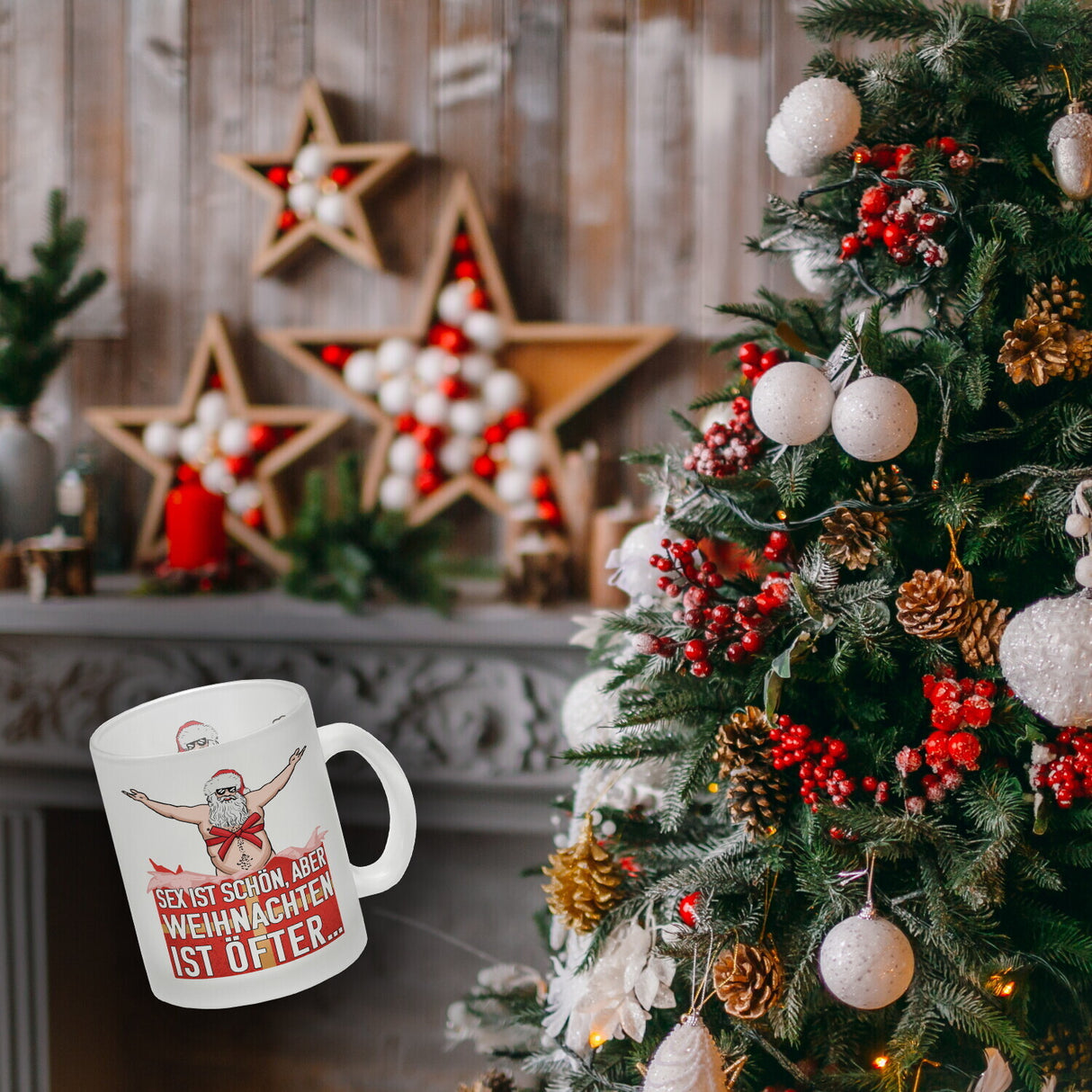 Sex ist schön aber Weihnachten ist öfter Kaffeebecher mit Weihnachtsmann