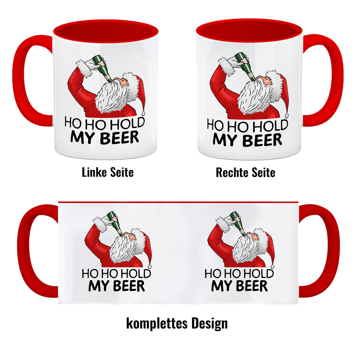 Ho Ho hold my beer Kaffeebecher mit Weihnachtsmann Motiv