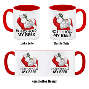Ho Ho hold my beer Kaffeebecher mit Weihnachtsmann Motiv
