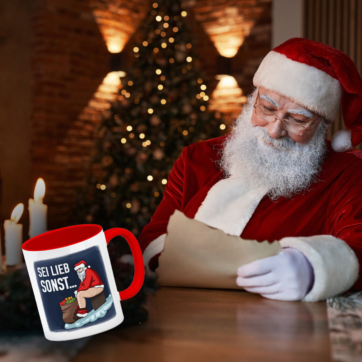 Sei lieb sonst… frecher Weihnachtsmann Kaffeebecher