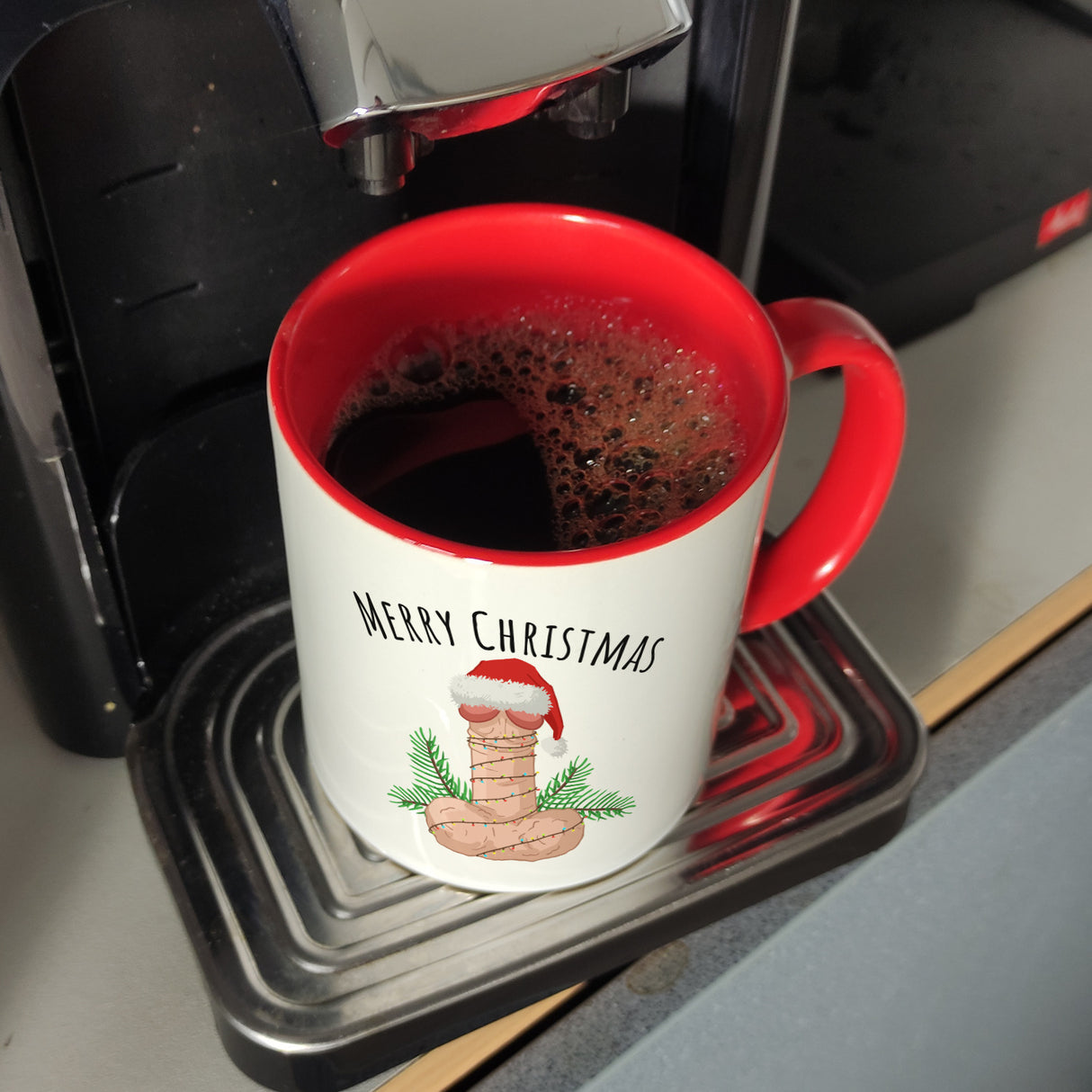 Merry Christmas Penis mit Weihnachtsmütze Kaffeebecher