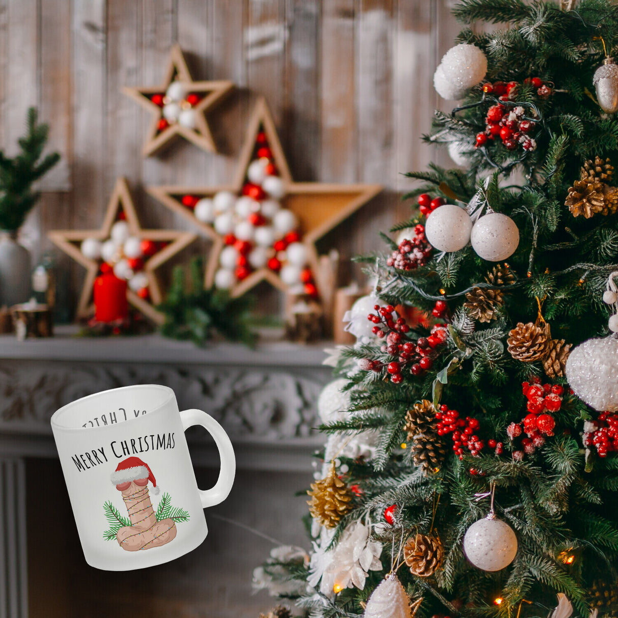 Merry Christmas Penis mit Weihnachtsmütze Kaffeebecher