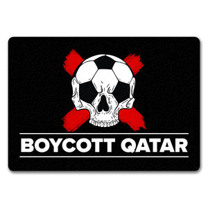 Boycott Qatar Fußmatte mit Fußball-Totenkopf