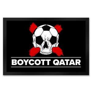Boycott Qatar Fußmatte mit Fußball-Totenkopf