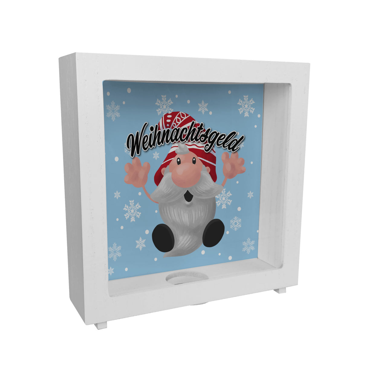 Weihnachtsgeld mit kleinem Wichtel Spardose