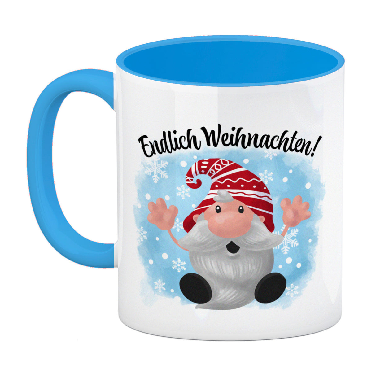 Endlich Weihnachten Kaffeebecher mit kleinem Wichtel