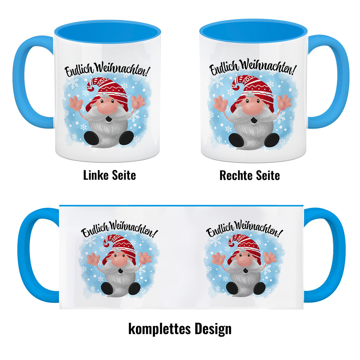 Endlich Weihnachten Kaffeebecher mit kleinem Wichtel