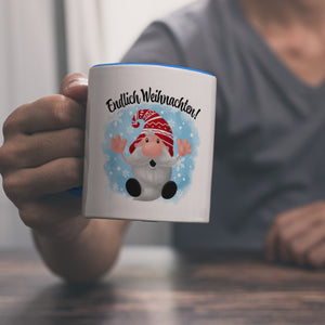 Endlich Weihnachten Kaffeebecher mit kleinem Wichtel