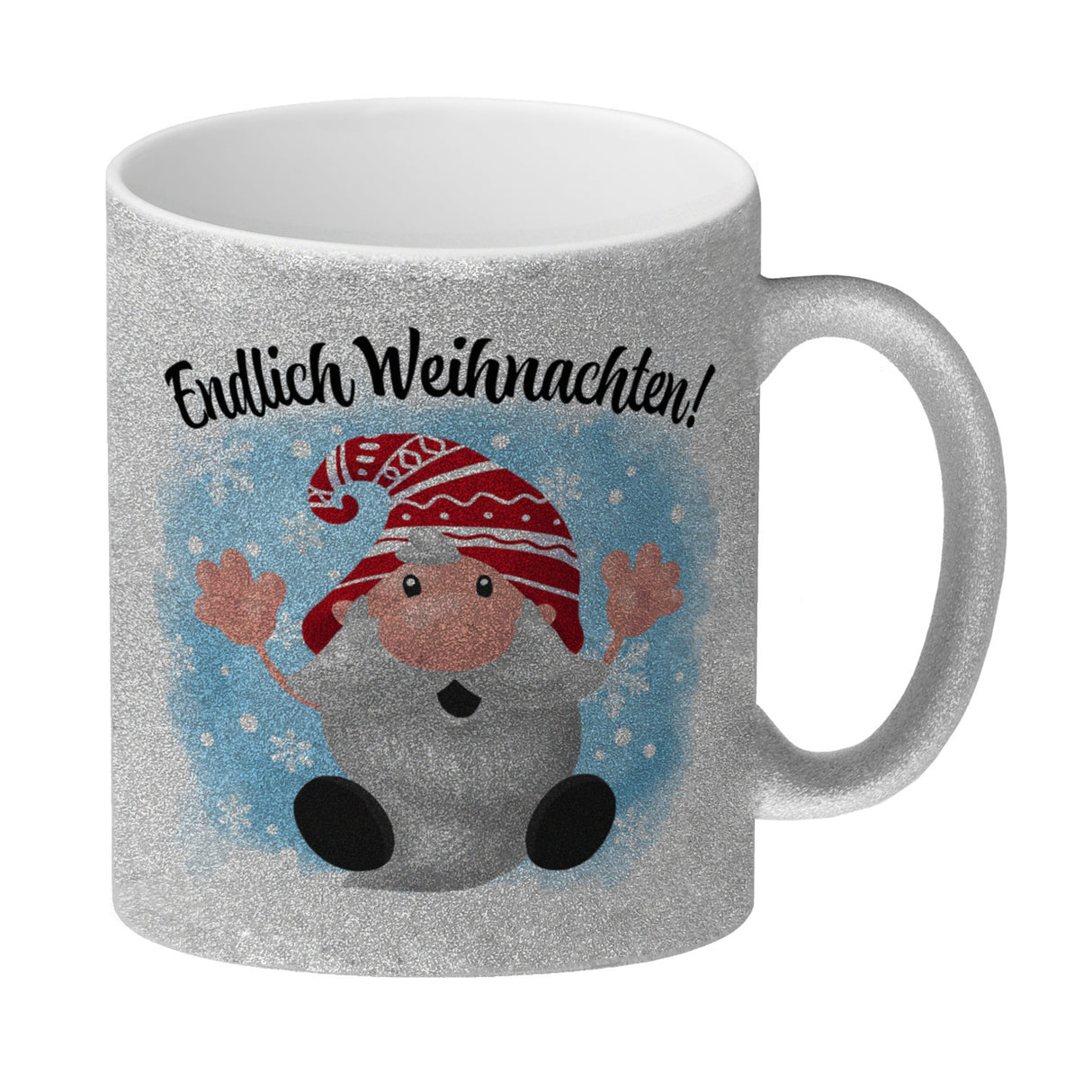 Endlich Weihnachten Kaffeebecher mit kleinem Wichtel