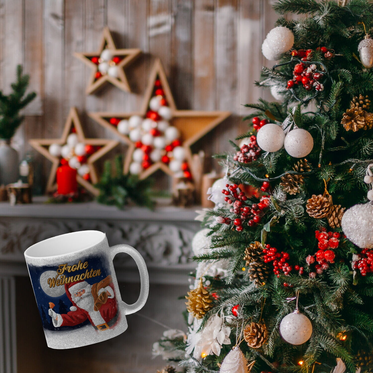 Frohe Weihnachten mit Weihnachtsmann Kaffeebecher