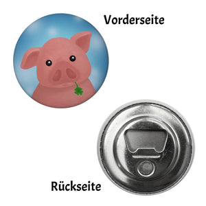 Kleeblatt Glücksbringer Magnet rund