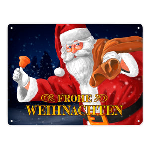 Frohe Weihnachten Weihnachtsmann Metallschild