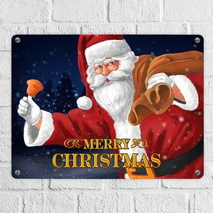Frohe Weihnachten Weihnachtsmann Metallschild