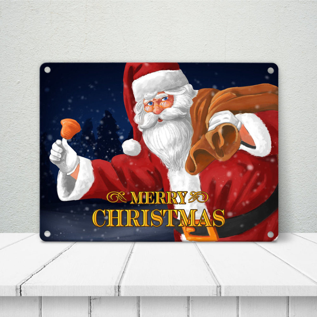 Frohe Weihnachten Weihnachtsmann Metallschild