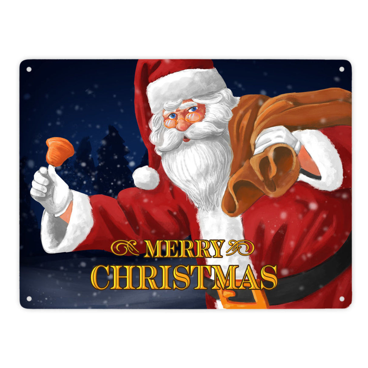 Frohe Weihnachten Weihnachtsmann Metallschild