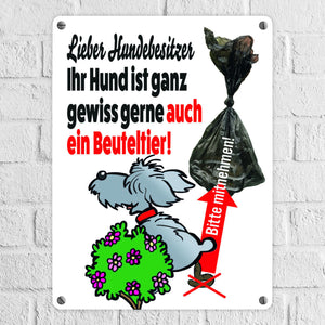 Kein Hundeklo Metallschild mit lustiger Illustration und Spruch