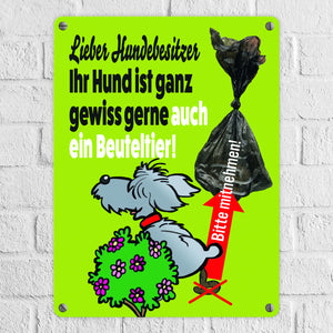 Kein Hundeklo Metallschild mit lustiger Illustration und Spruch