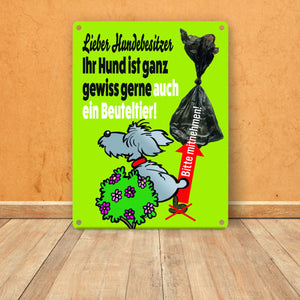 Kein Hundeklo Metallschild mit lustiger Illustration und Spruch