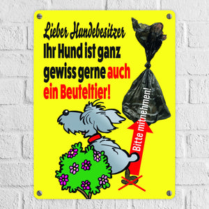 Kein Hundeklo Metallschild mit lustiger Illustration und Spruch