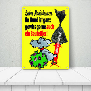Kein Hundeklo Metallschild mit lustiger Illustration und Spruch