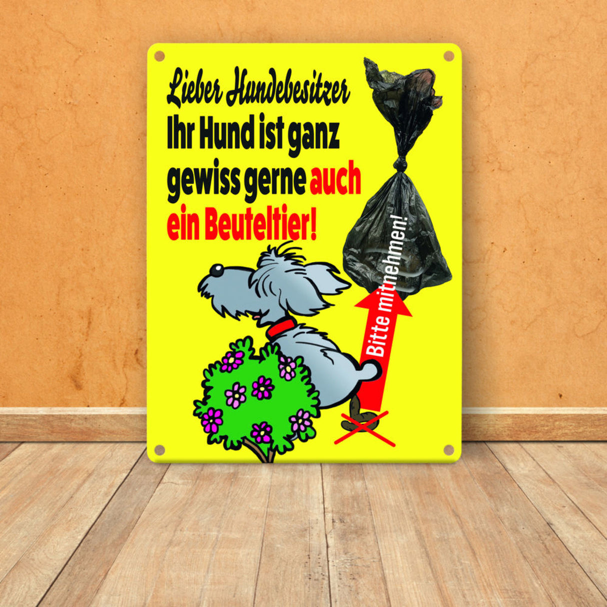 Kein Hundeklo Metallschild mit lustiger Illustration und Spruch