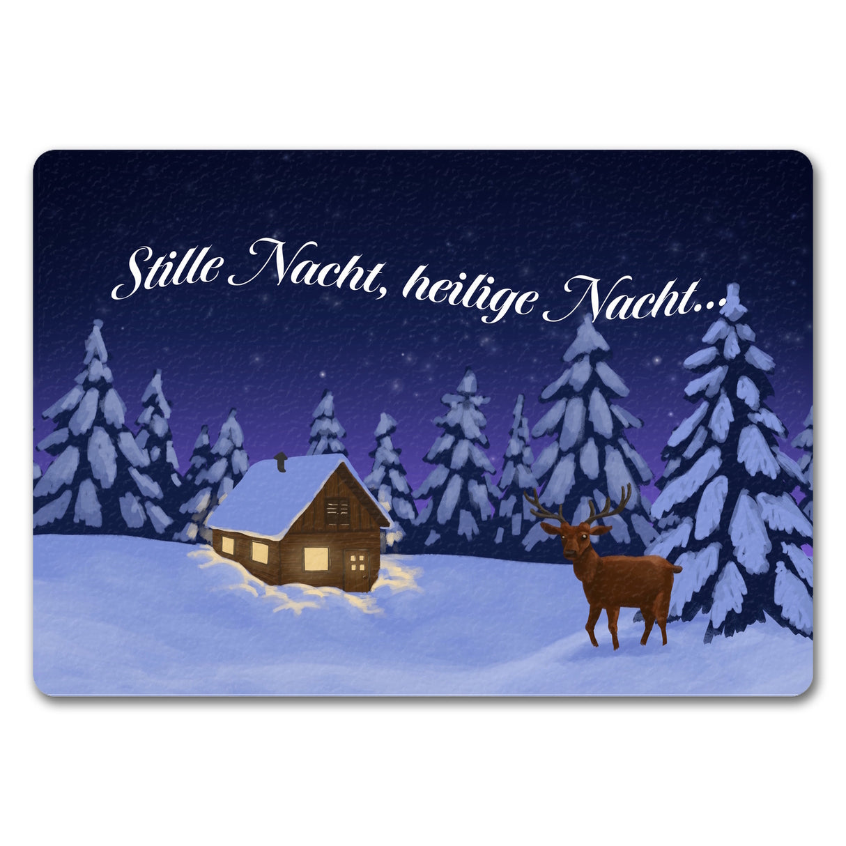 Schöne Winterlandschaft bei Nacht Fußmatte