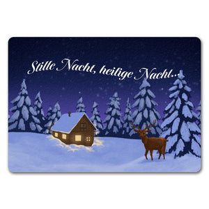 Schöne Winterlandschaft bei Nacht Fußmatte