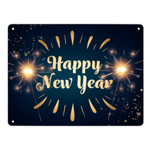 Wunderkerzen Happy New Year Metallschild