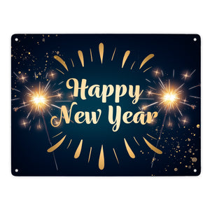 Wunderkerzen Happy New Year Metallschild