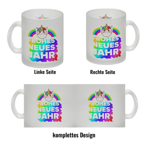 Frohes neues Jahr Regenbogen und Einhorn Kaffeebecher