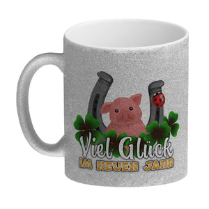 Viel Glück im neuen Jahr Kaffeebecher mit Glücksbringern