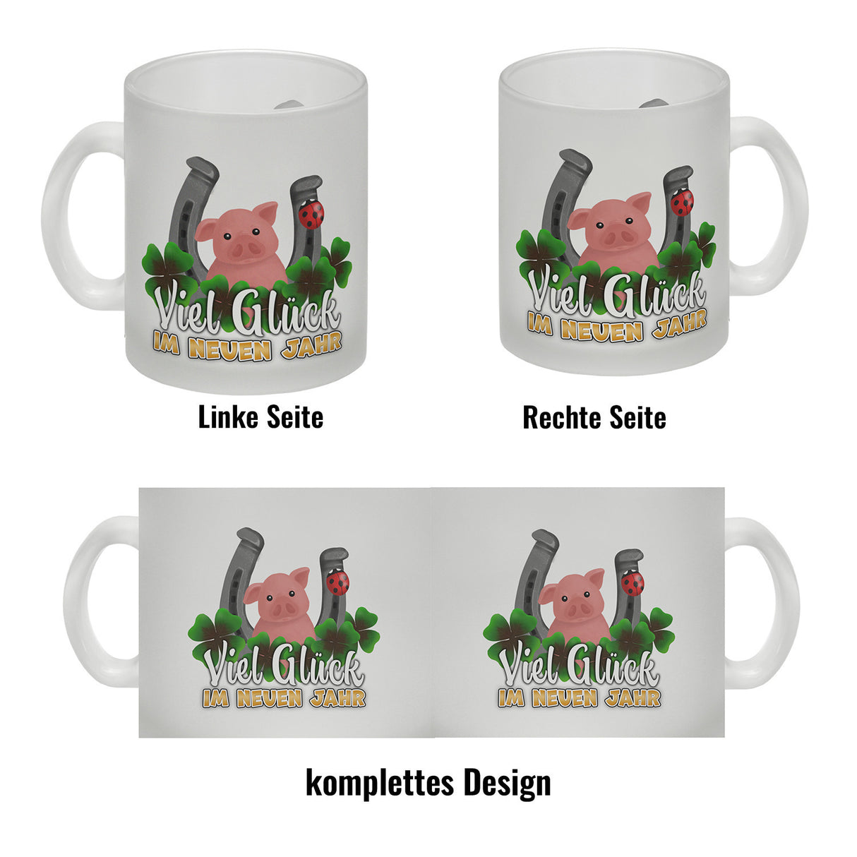 Viel Glück im neuen Jahr Kaffeebecher mit Glücksbringern