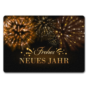 Frohes neues Jahr Fußmatte mit goldenem Feuerwerk