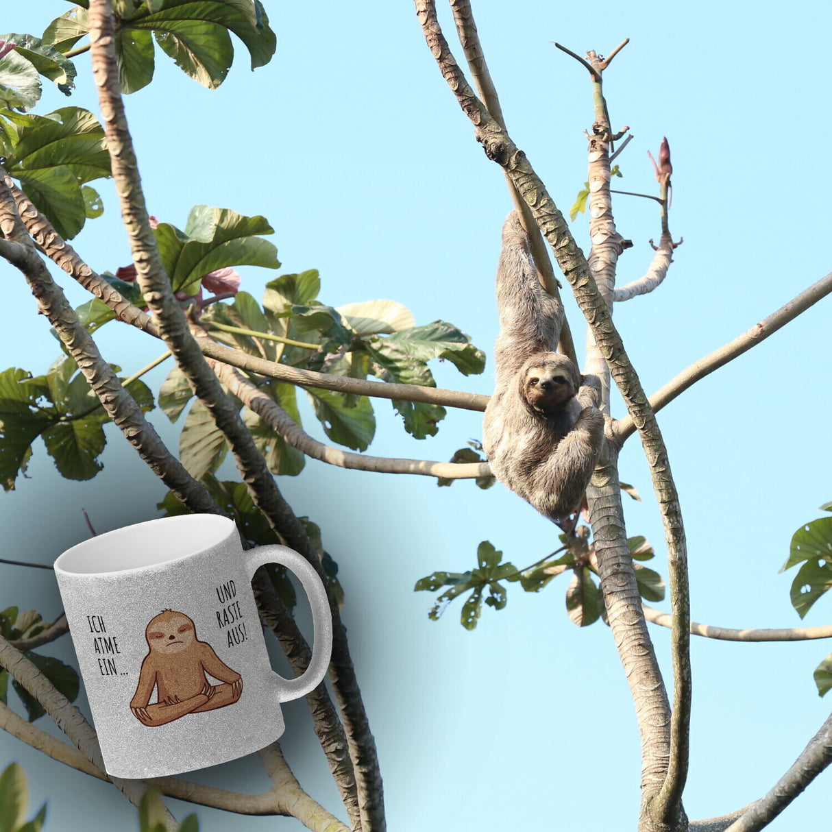 Ich atme ein... und raste aus Faultier Kaffeebecher