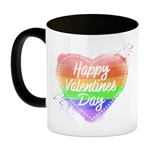 Happy Valentines Day Herz in regenbogenfarben Kaffeebecher