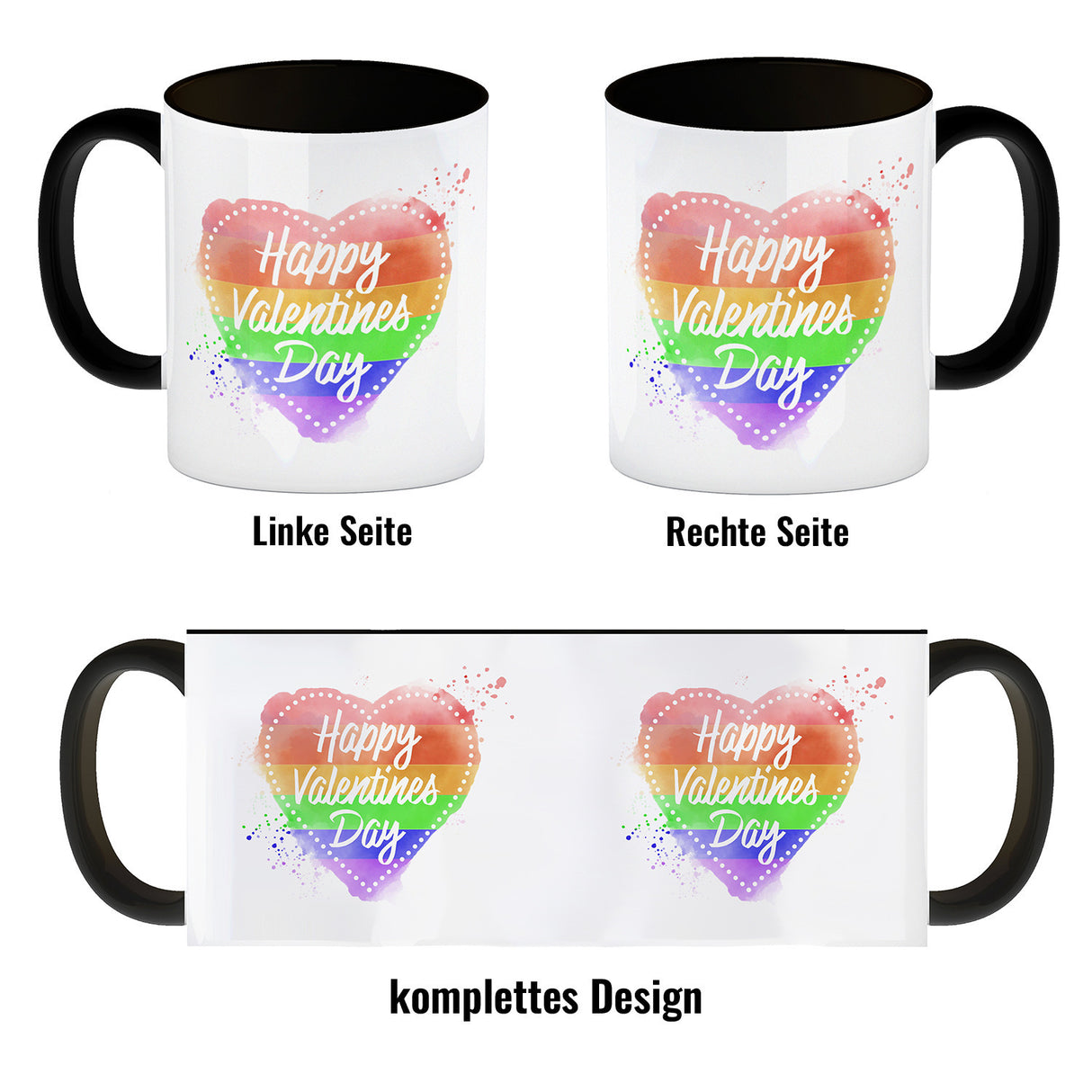 Happy Valentines Day Herz in regenbogenfarben Kaffeebecher
