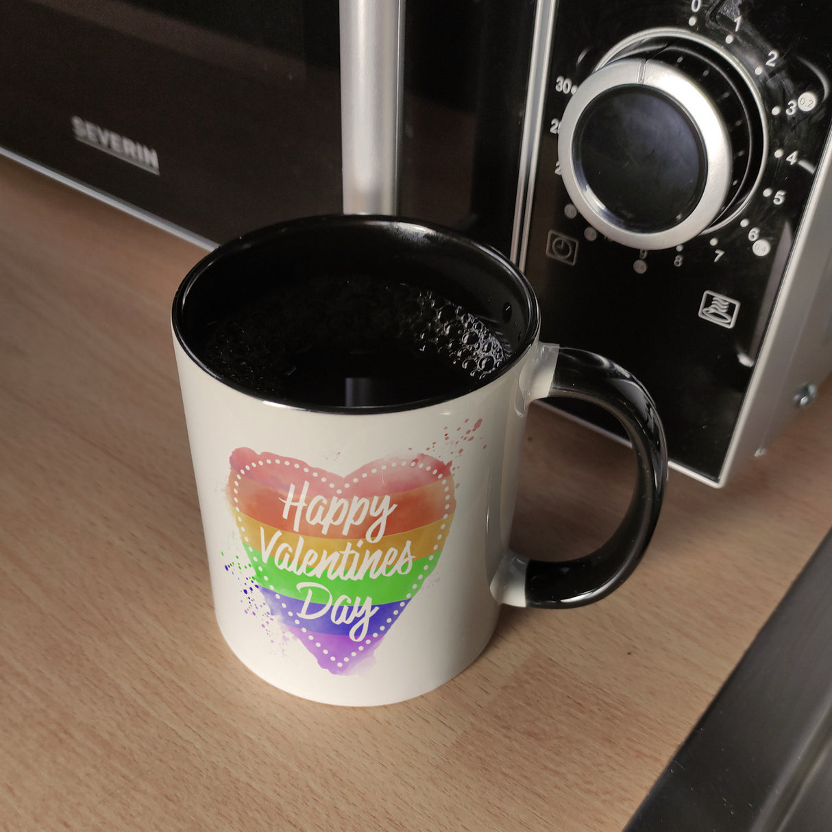 Happy Valentines Day Herz in regenbogenfarben Kaffeebecher