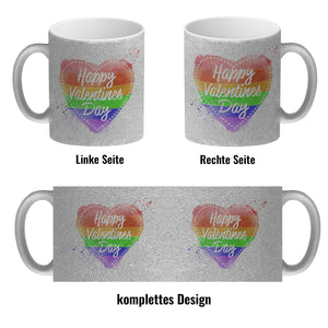 Happy Valentines Day Herz in regenbogenfarben Kaffeebecher
